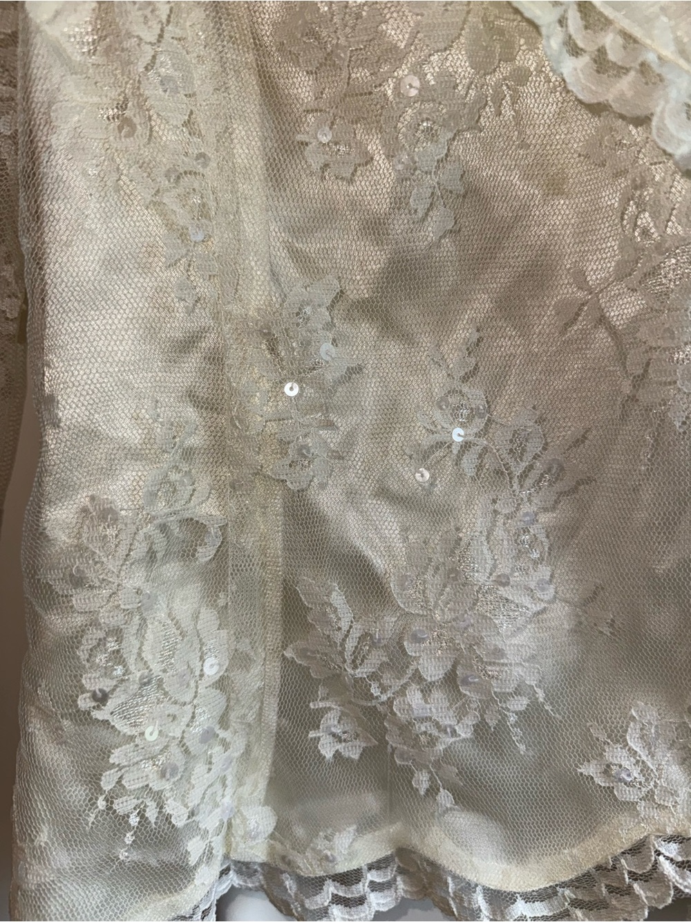 Ivory Lace Sequin Blazer Jacket - Picture 3 of 6